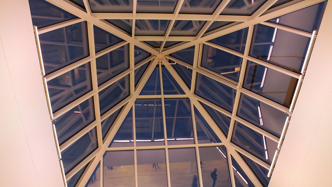 A clean skylight letting daylight into a room
