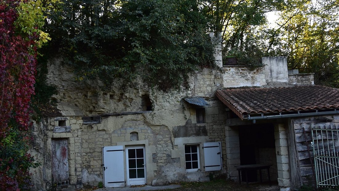 A roof gutter filled with leaves and debris in need of clearing